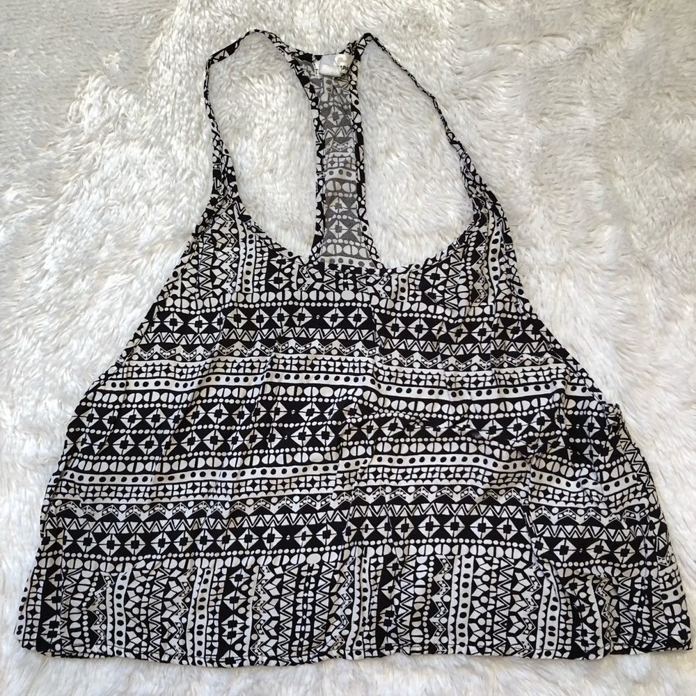 Garage halter Aztec print silky crop top